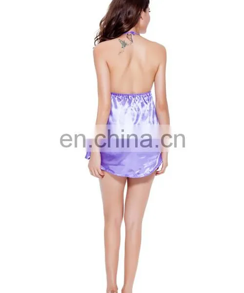Latest Sexy Panty Set Fastener Luxury Women Silk Nighty Sleepwear photo-4