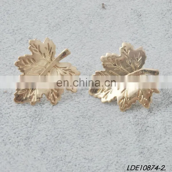 Fashionable Simple Silver Maple Leaf Alloy Stud Earrings Gold Cute Jewelry photo-4
