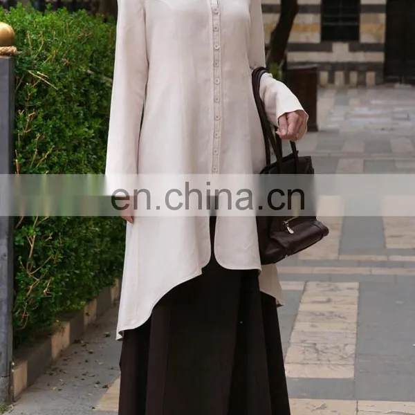 Muslim Women Linen Long Sleeves Tunic(16042002) photo-3