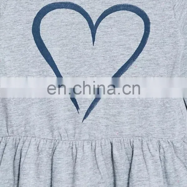 Latest Children Dress Designs Graphic Heart Printed Front Child Dress Wholesale Baby Clothes photo-3