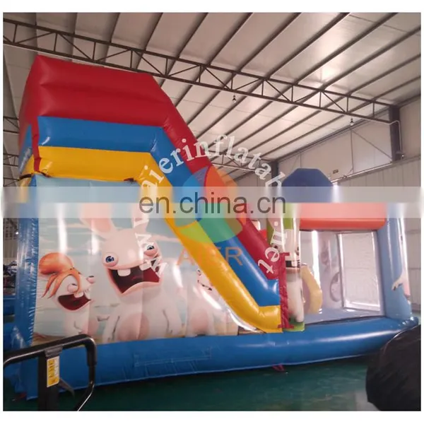Crazy Rabbit Cartoon Painting Inflatable Bounce Castle With Slide photo-4