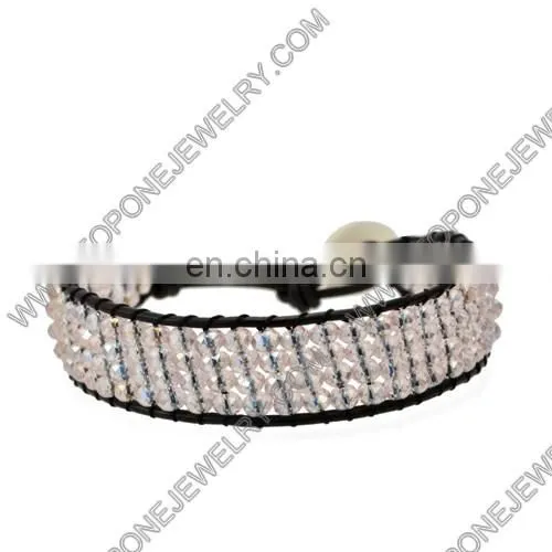 Fashion Leather Blue Beaded Wrap Bracelet for Sale photo-3