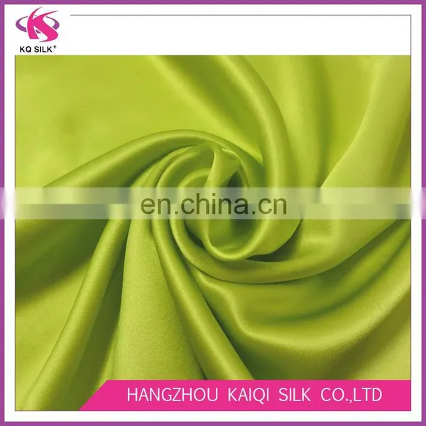 Chinese Silk Charmeuse Green Plain Dyed Satin Fabric 100% Silk Satin Fabric for Dresses 2017 photo-3
