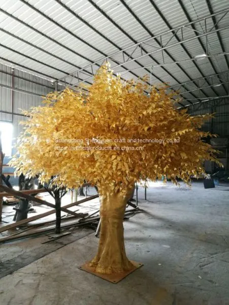 Fiberglass Trunk Golden Artificial Banyan Tree for Decoration photo-2
