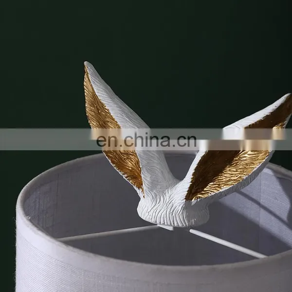 Unique Rabbit Shape Resin Base Customised Desk Light Animal Small White Vintage Home Lamps for Table photo-3