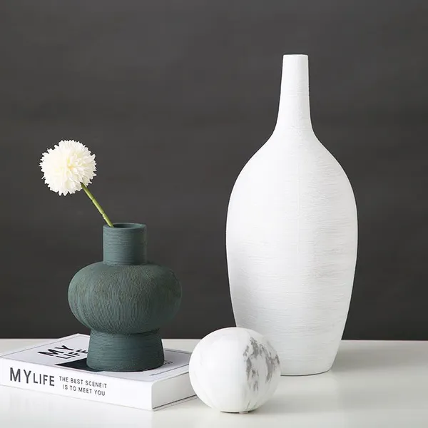 Manual Drawing Elegance Minimalism Home Furnishing Ceramic Vase For Living Room photo-5