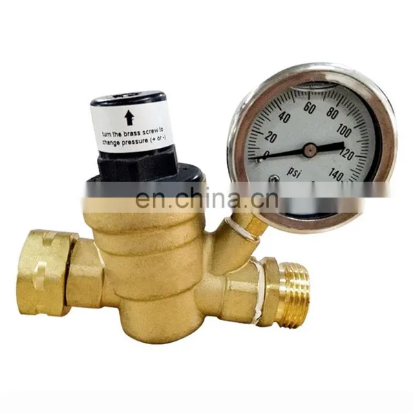 NPT 3/4'' Lead-Free Water Pressure Regulator Valve With Improved Pressure Gauge