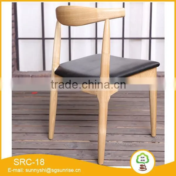 Factory Stackable Wooden Frame Leather Seat Modern Dining chair