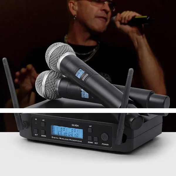 GLXD4 SM58 Cheap Price Uhf Dual Channel Handheld Long Range Wireless Microphone For Shure photo-5