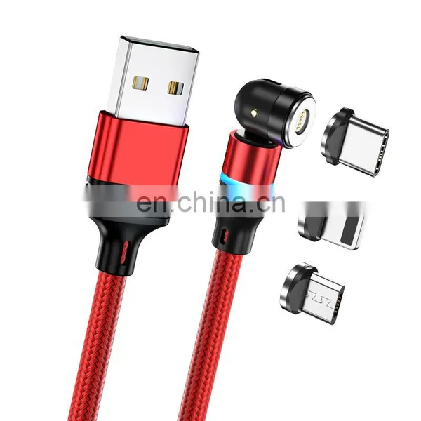 Wholesale 3PIN 1M 2M 540 Rotation Fast Charging Micro Type C Data Magnetic 3 In 1 Usb Charging Cable Data Cable photo-5