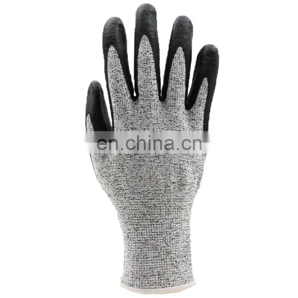 13 Gauge EN388 Glass Microfiber Grey HPPE Liner With Black Nitrile Safety Working Cut Resistant Gloves photo-3