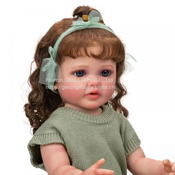 In Stock 22 Inches Cute Girl Reborn Doll Full Body Soft Vinyl Simulation Baby Doll One Piece photo-3