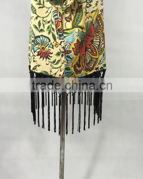 The Latest Tassel Printing Kimono Cardigan Types Ladies' Blouse photo-2