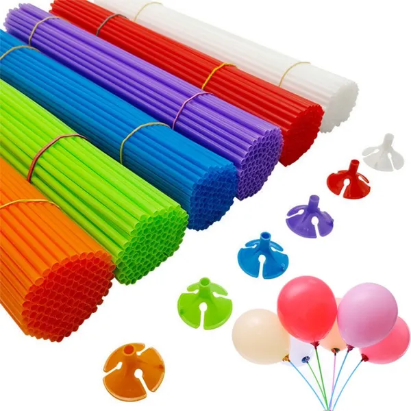 100pcs Plastic 32cm 40cm Latex Balloon Stick and Cup Macaron Balloons Holders Rods Wedding Party Balloon Stick Holder for Foil photo-6