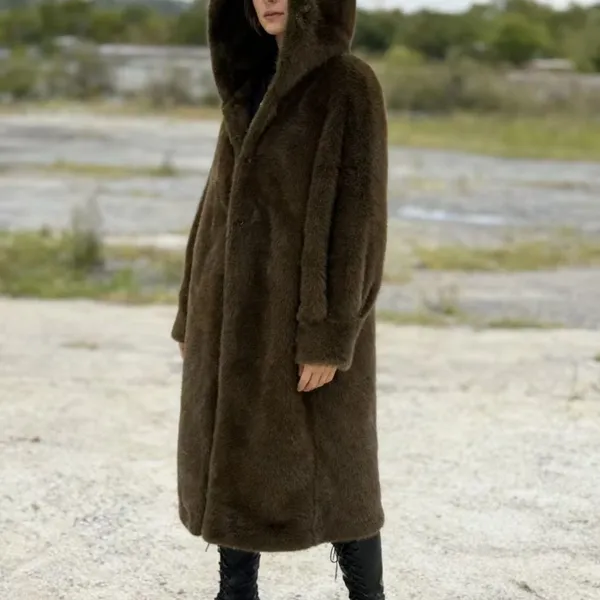 Women's Long-line Faux Fur Mink-style Coat for Autumn and Winter