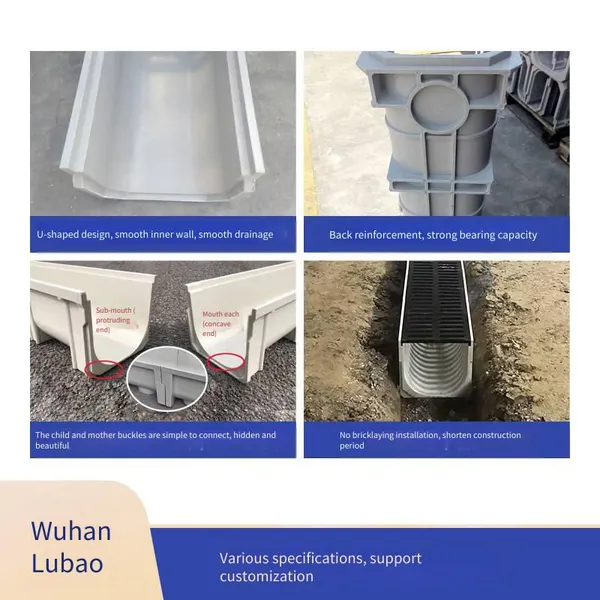 Lubao Composite Resin Material Finished U-shaped Drainage Trench Manufacturer, 300*300 Water Channel for Stations, Squares and Tunnels photo-3