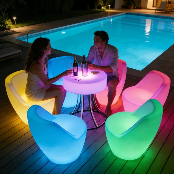 Modern Plastic Bar Luminous Table Chair Set Outdoor Club Use 16 Color Variable Lighting Waterproof Eco-Friendly Commercial photo-3