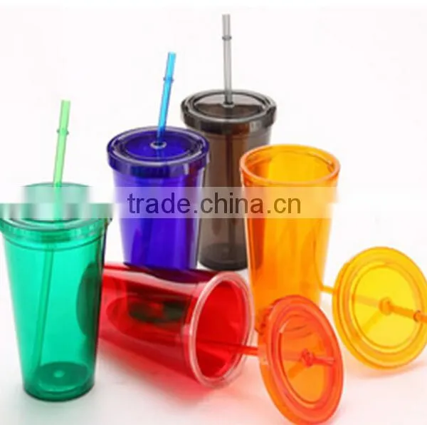Top Quality Plastic Cup , Double Wall With Lid and Straw photo-3