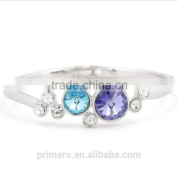 Fashion Silver Plated With Crystal Round Charms Bracelets Bangles Wedding Jewelry photo-4