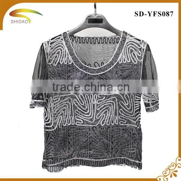 Custom Hot Sale Summer Newest Lady's Lace Blouse Crochet Lace Blouse photo-3