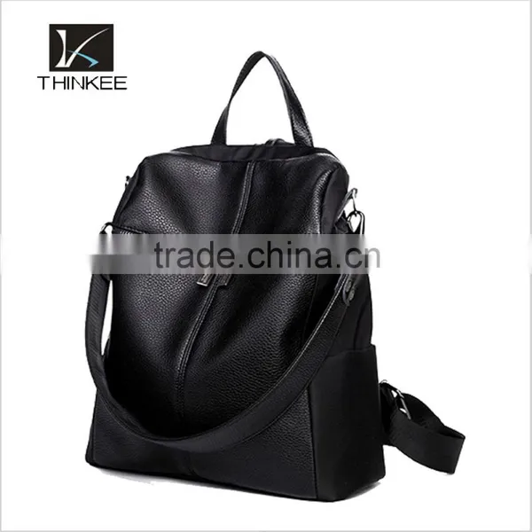 China Supplier Leather Backpack 2016 High Quality Fashion Women Bag Black Leather Backpack photo-2