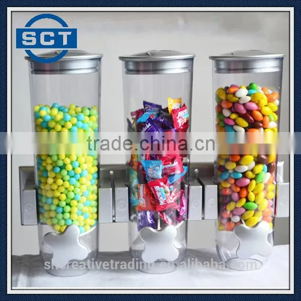 New Space Wall Mount Dispenser Triple Kitchen Dry Food Cereal Canister Storage photo-3