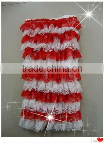 Hot Sale ! Red and White Comfortable Strapless Lace Romper for Kids