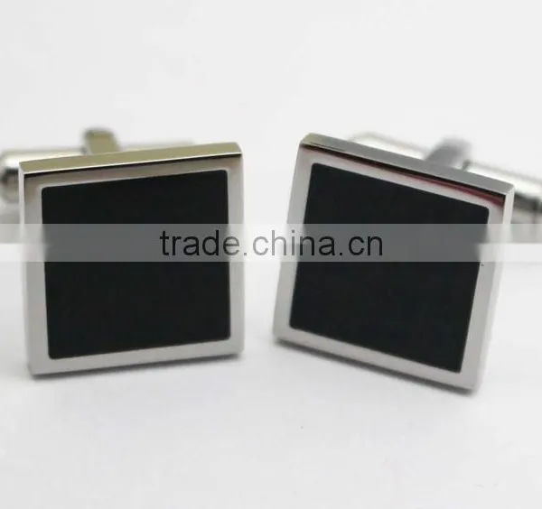 316L Stainless Steel Square Black Enamel Cufflinks for Men Supplier's Choice