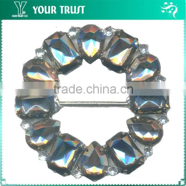 3MM Clear Cystal Rhinestone Oval Frame Rhodium Metal Belt Buckle photo-4