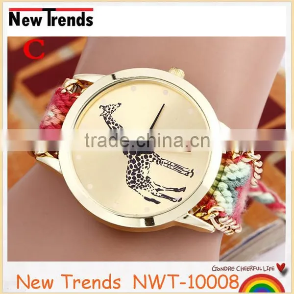 2016 Hot New Fashion Women Colorful Cord Weaved Giraffe Watches photo-3