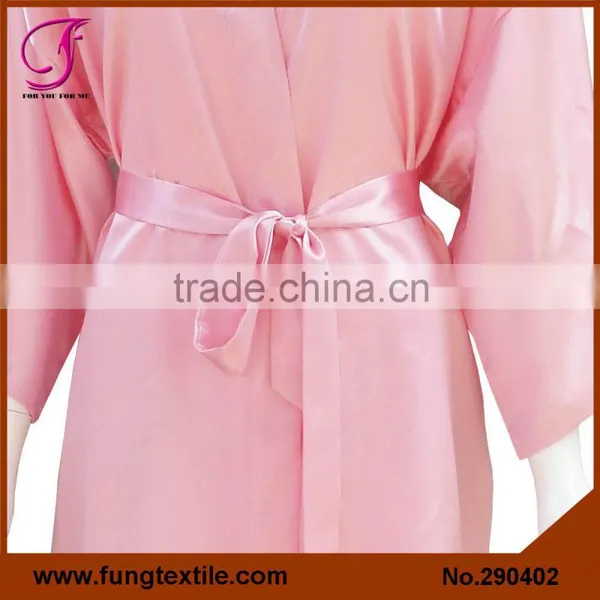 290402 Solid Silky Satin Bathrobe With Short Sleeve Quality Choice photo-3
