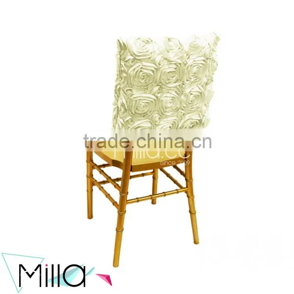 Wedding Embroidered Satin Rosette Square Top Chair Cap Covers Quality Choice photo-3