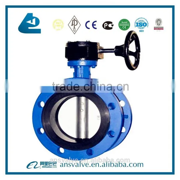 China Manufacturer Double Flanged Rubber Butterfly Valve With Hand Lever and Worm Gear photo-2