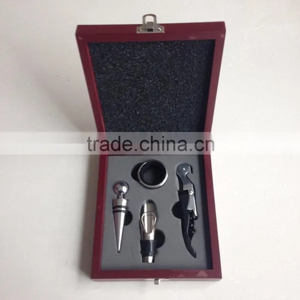 Wine Bottle Opener 4pc Tool Set Corkscrew Pourer Stopper Drip Ring Aerator Gift photo-3