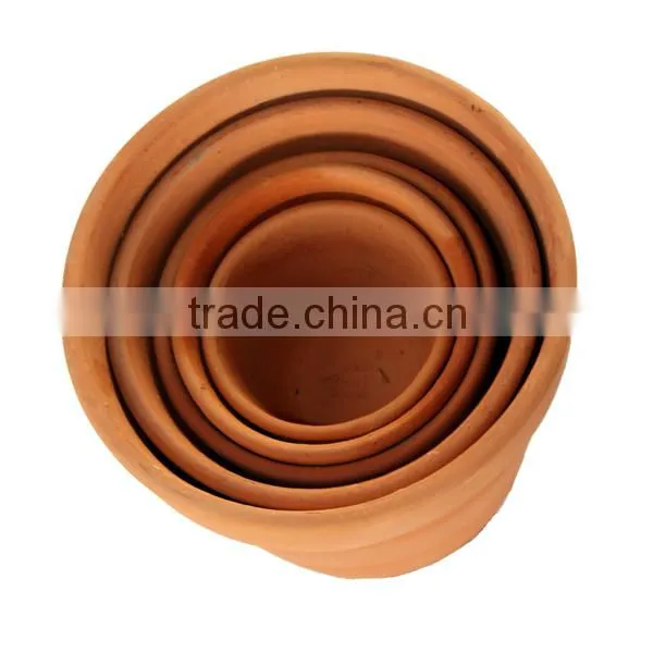 Round Red Terracotta Flower Pots Set of 5, Terracotta Pots Wholesale, Vietnam Ceramic Flower Pots