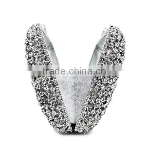 Silver Clutch Evening Bag Bridal Wedding Handbags Fancy Ladies Purse (88164A-S) photo-4