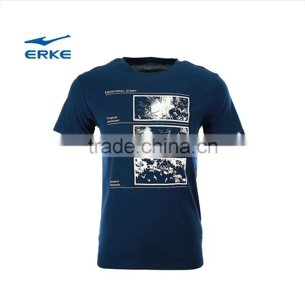 ERKE 2015 Summer Wearing Mans Casual Round Neck Full Cotton Short Sleeve t Shirt With Simple Pattern Wholesale/OEM photo-3