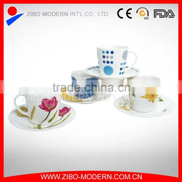 Porcelain White Cup With Saucer Coffee Mugs Classic Coffee Cups and Saucers