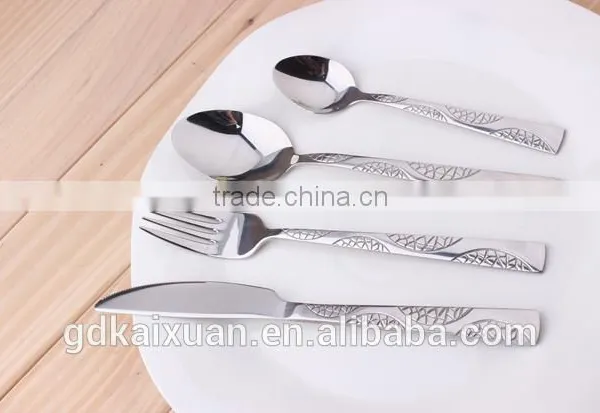 Fashional Design Stamped Pattern Stainless Steel Cutlery Set KX-S146 photo-5
