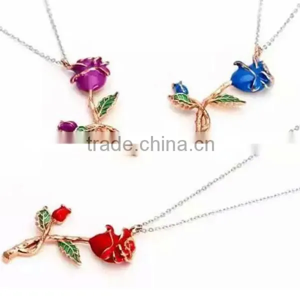 Valentine's Day Gift 925 Sterling Silver Rose Flower Design Necklace Foer Women photo-3