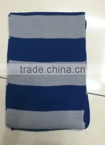 the Latest Style Knitted Blue and Grey Scarf