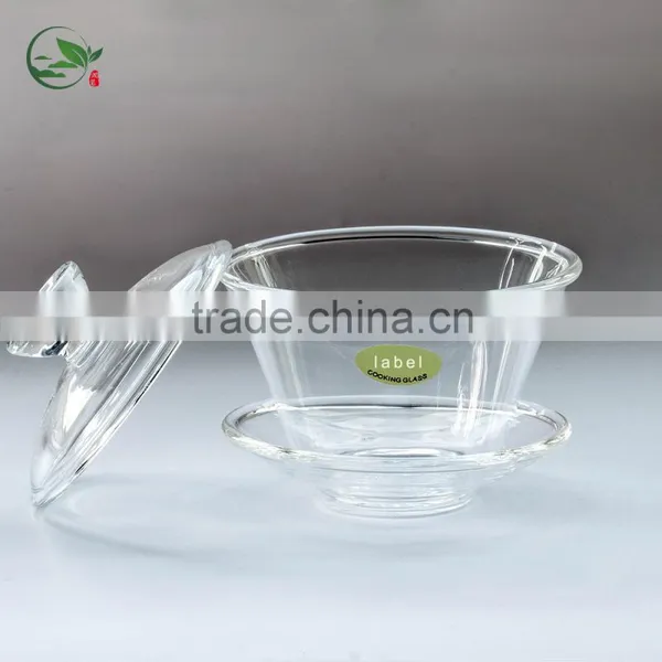 2016 Hot Selling Borosilicate Heat-resistant Gaiwan Mouth-blown Clean Glass Lid Tea Cup And Saucer Tea Set photo-4