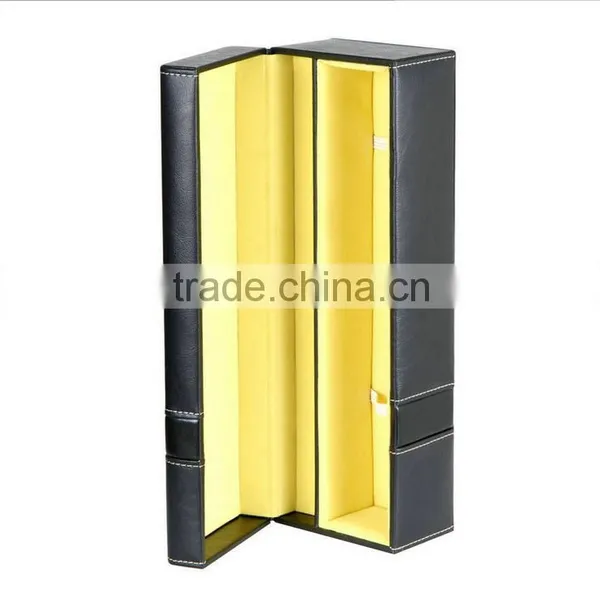 Chinese Factories Wholesale Custom Luxury Single Bottled Wine Box, Leather Black Fashion Beautiful Gift Box photo-2
