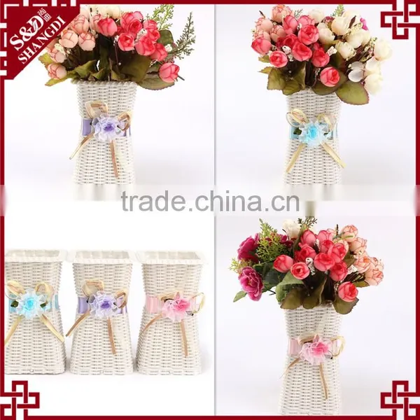 Home or Wedding Used Plastic Wicker Handcraft Artificial Flower Basket Decoration photo-5