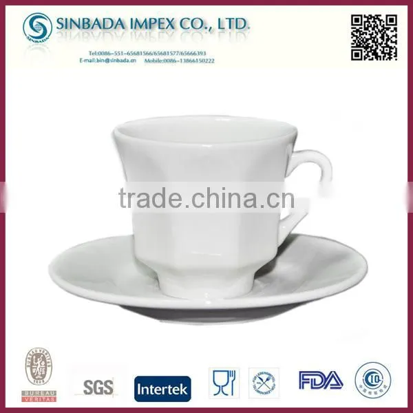 Fine Ceramic Cup and Saucer, White Plain Ceramic Cup Chinese Tea Set photo-2