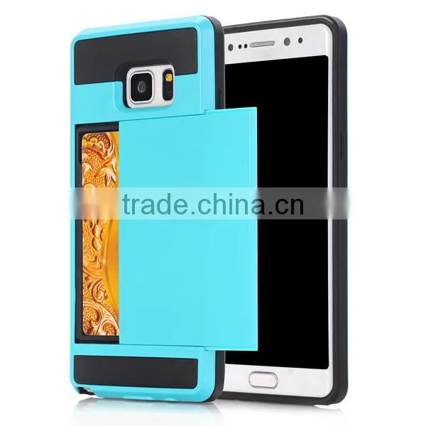 Slip Cover Card Slot Phone Case TPU + PC Phone Hull Protective Back Cover for Samsung Note 7 photo-2