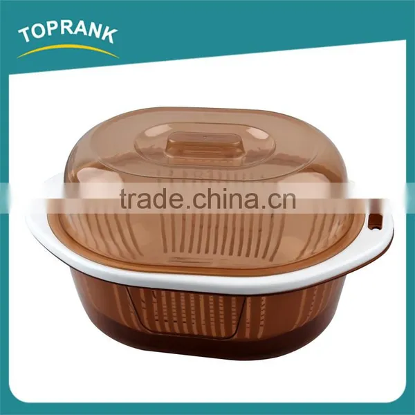 Custom Color Kitchen Vegetable Fruit Wash Strainer Oval Plastic Colander With Lid photo-3
