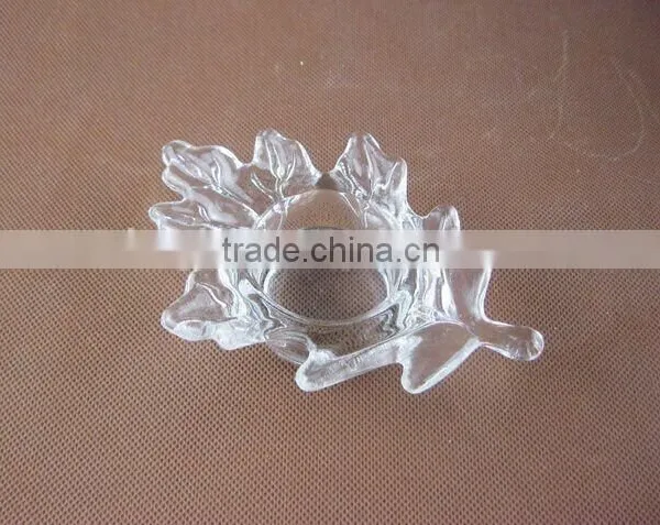 Leaf Shaped Glass Candle Holder / Glassware photo-2