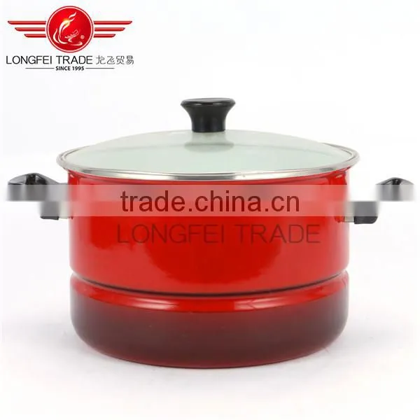 OEM 3pcs Enamel / Ceramic Cassrole / Stockpot With Glass Lid photo-3