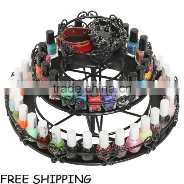 3-Tier Metal Heart Design Rotating Nail Polish Organizer Display Rack Stand Gift photo-2